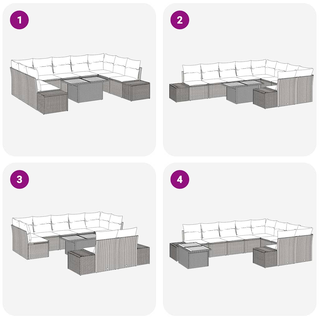 Conjunto de Sofá de Jardim 10 pcs Bege Rattan Sintético