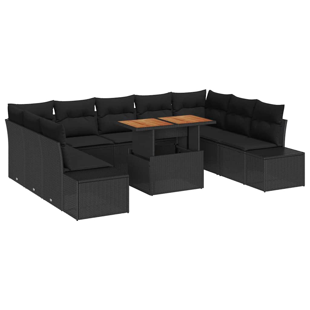 Conjunto de Sofá de Jardim 10 pcs Preto Rattan Sintético