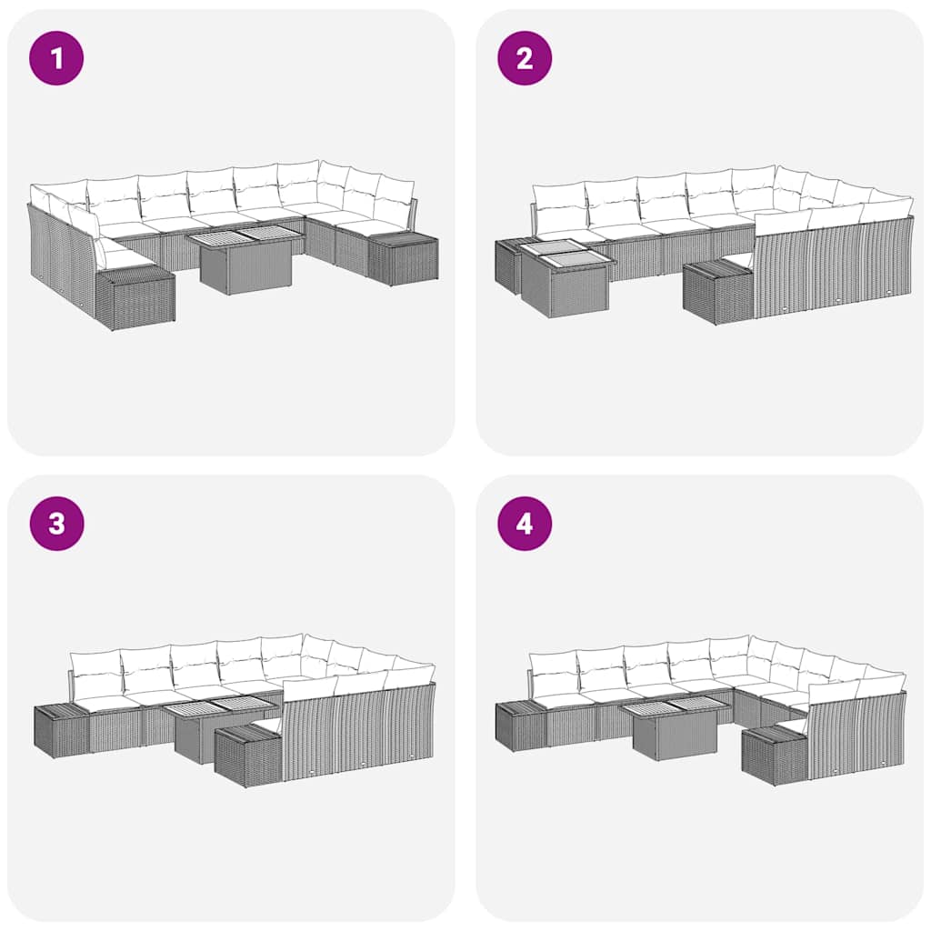 Conjunto de Sofá de Jardim 11 pcs Bege Rattan Sintético