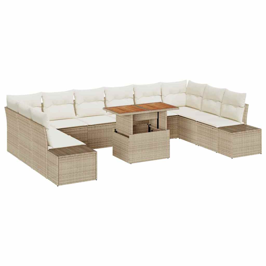 Conjunto de Sofá de Jardim 11 pcs Bege Rattan Sintético
