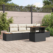Conjunto de Sofá de Jardim 5 pcs Preto Rattan Sintético