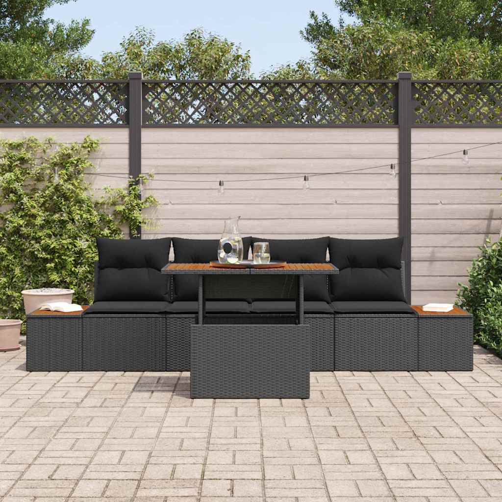 Conjunto de Sofá de Jardim 5 pcs Preto Rattan Sintético