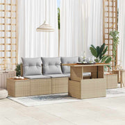 Conjunto de Sofá de Jardim 5 pcs Bege Rattan Sintético