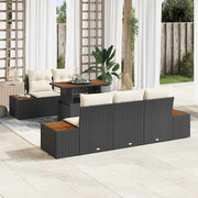 Conjunto de Sofá de Jardim 6 pcs Preto Rattan Sintético