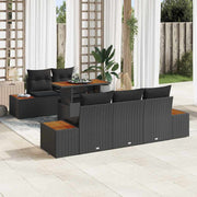 Conjunto de Sofá de Jardim 6 pcs Preto Rattan Sintético