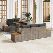 Conjunto de Sofá de Jardim 6 pcs Cinzeto Rattan Sintético