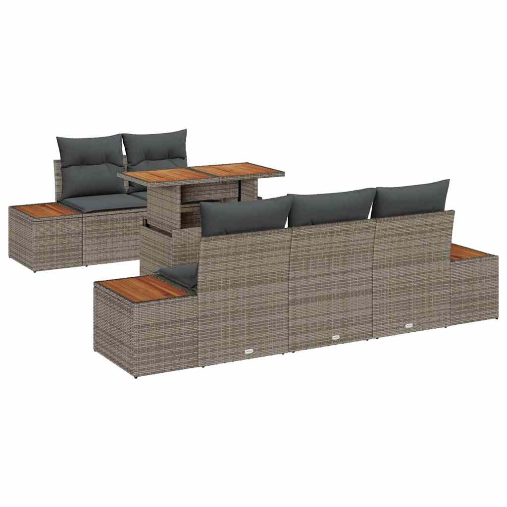 Conjunto de Sofá de Jardim 6 pcs Cinzeto Rattan Sintético