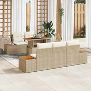 Conjunto de Sofá de Jardim 6 pcs Bege Rattan Sintético