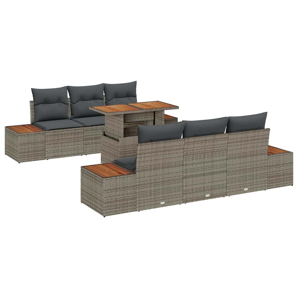 Conjunto de Sofá de Jardim 7 pcs Cinzeto Rattan Sintético