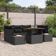 Conjunto de Sofá de Jardim 7 pcs Preto Rattan Sintético