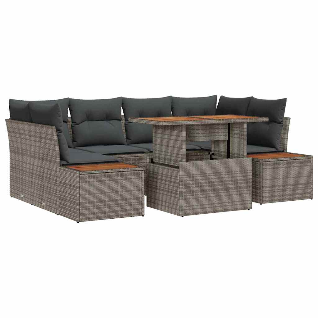 Conjunto de Sofá de Jardim 7 pcs Cinzeto Rattan Sintético
