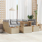 Conjunto de Sofá de Jardim 7 pcs Bege Rattan Sintético