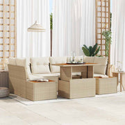 Conjunto de Sofá de Jardim 7 pcs Bege Rattan Sintético