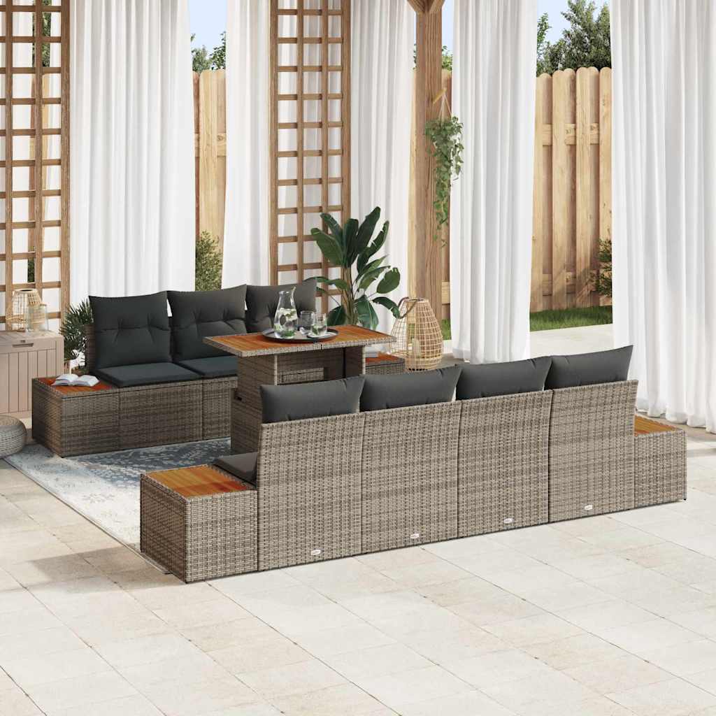 Conjunto de Sofá de Jardim 8 pcs Cinzeto Rattan Sintético