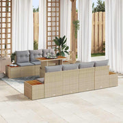 Conjunto de Sofá de Jardim 8 pcs Bege Rattan Sintético