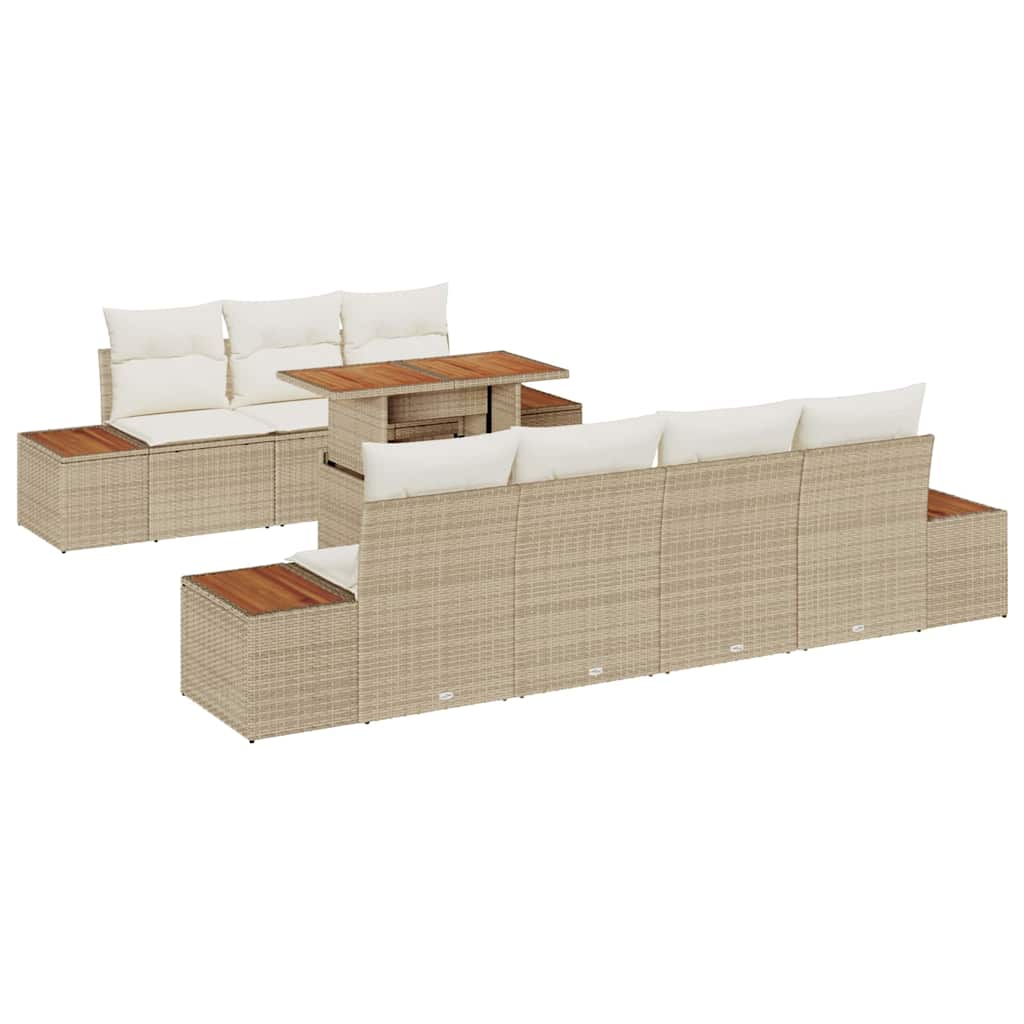 Conjunto de Sofá de Jardim 8 pcs Bege Rattan Sintético