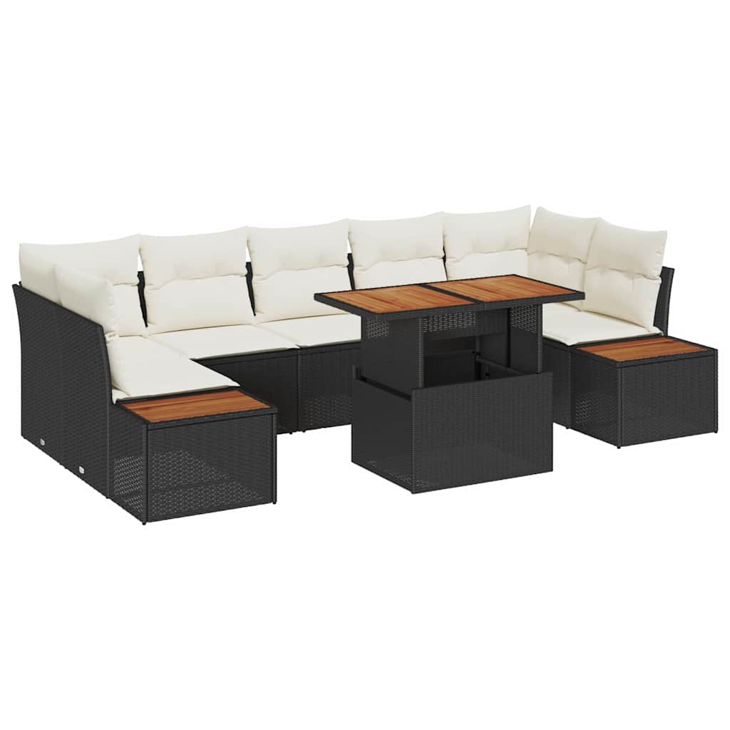 Conjunto de Sofá de Jardim 8 pcs Preto Rattan Sintético