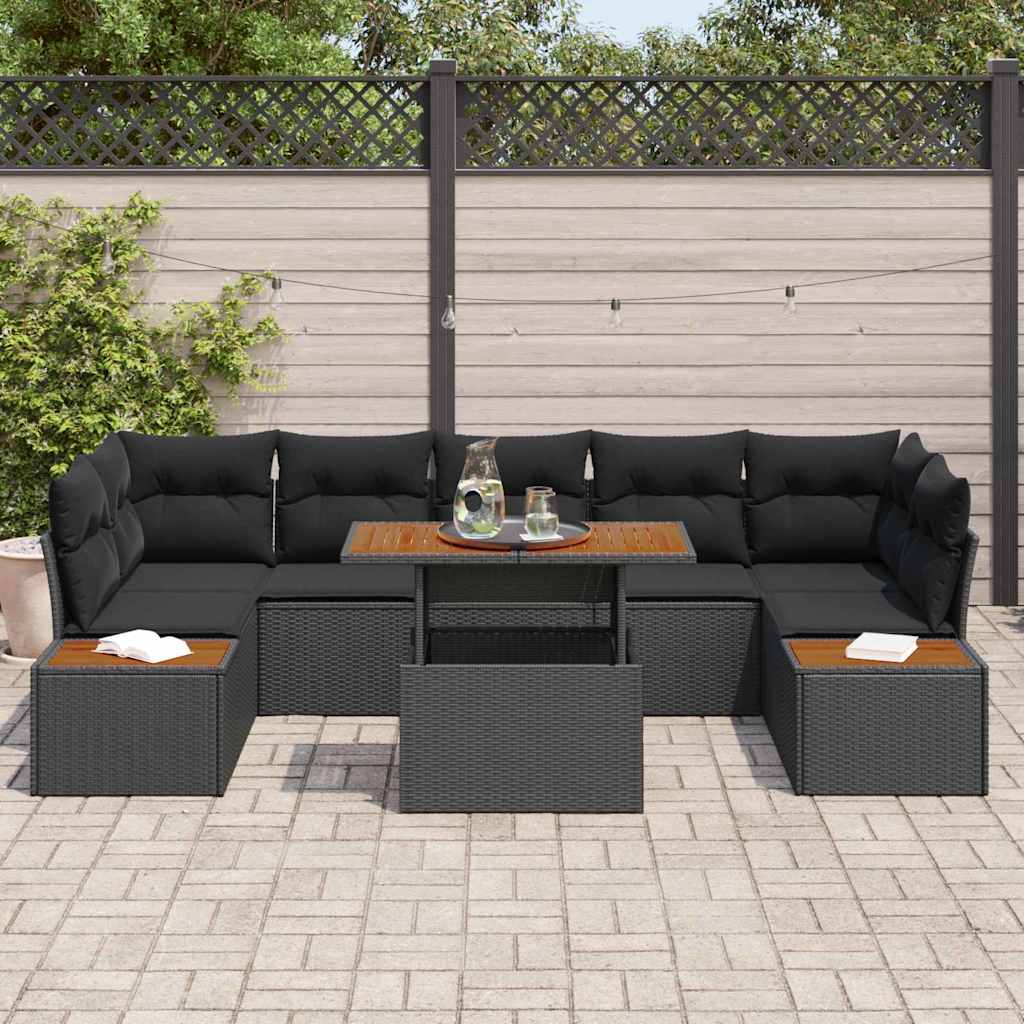 Conjunto de Sofá de Jardim 8 pcs Preto Rattan Sintético