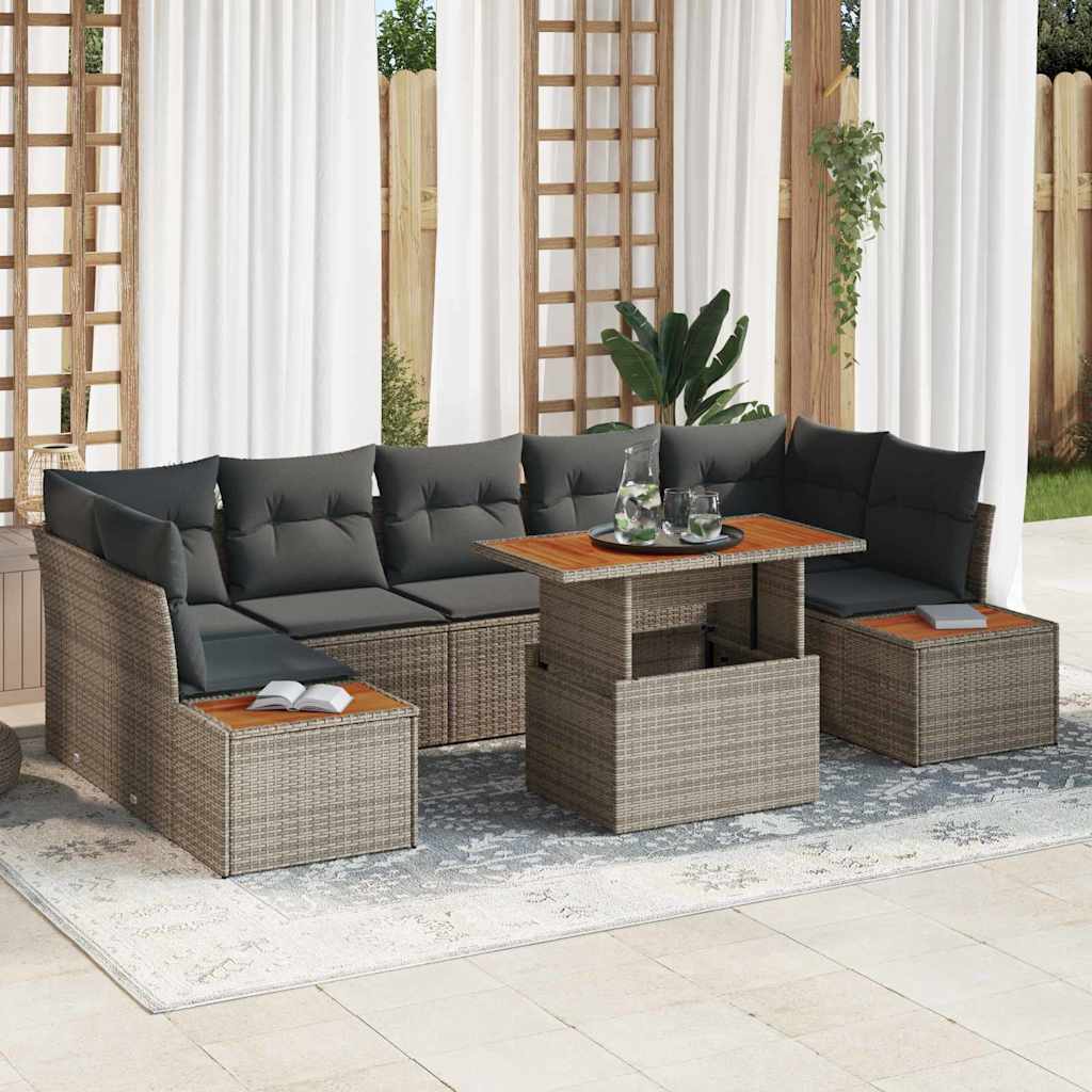 Conjunto de Sofá de Jardim 8 pcs Cinzeto Rattan Sintético
