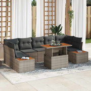 Conjunto de Sofá de Jardim 8 pcs Cinzeto Rattan Sintético