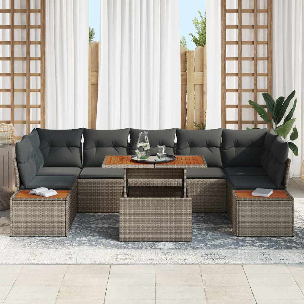 Conjunto de Sofá de Jardim 8 pcs Cinzeto Rattan Sintético