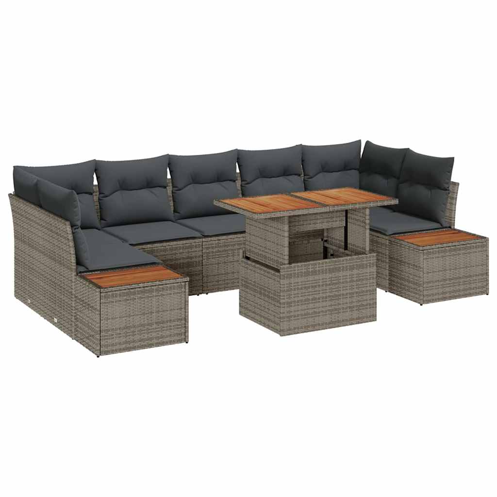 Conjunto de Sofá de Jardim 8 pcs Cinzeto Rattan Sintético