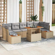 Conjunto de Sofá de Jardim 8 pcs Bege Rattan Sintético