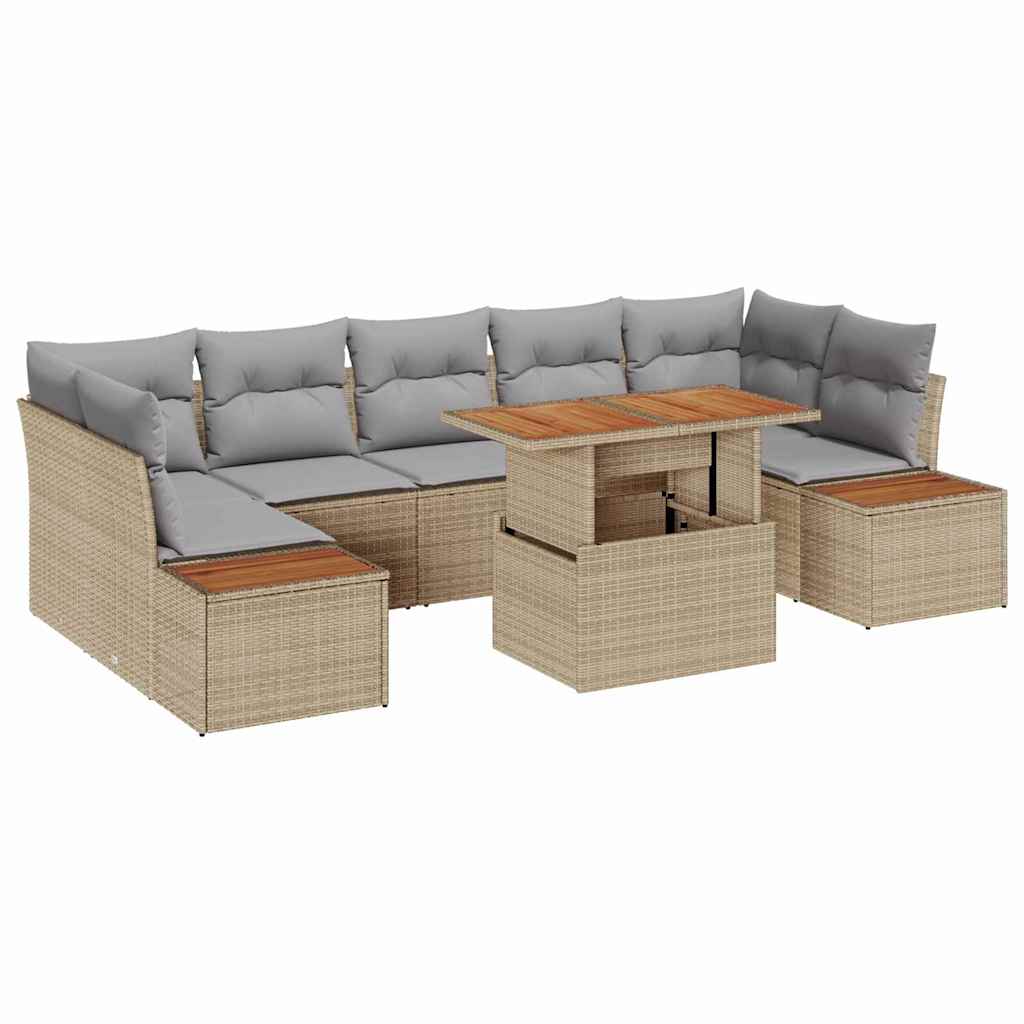 Conjunto de Sofá de Jardim 8 pcs Bege Rattan Sintético