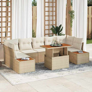 Conjunto de Sofá de Jardim 8 pcs Bege Rattan Sintético