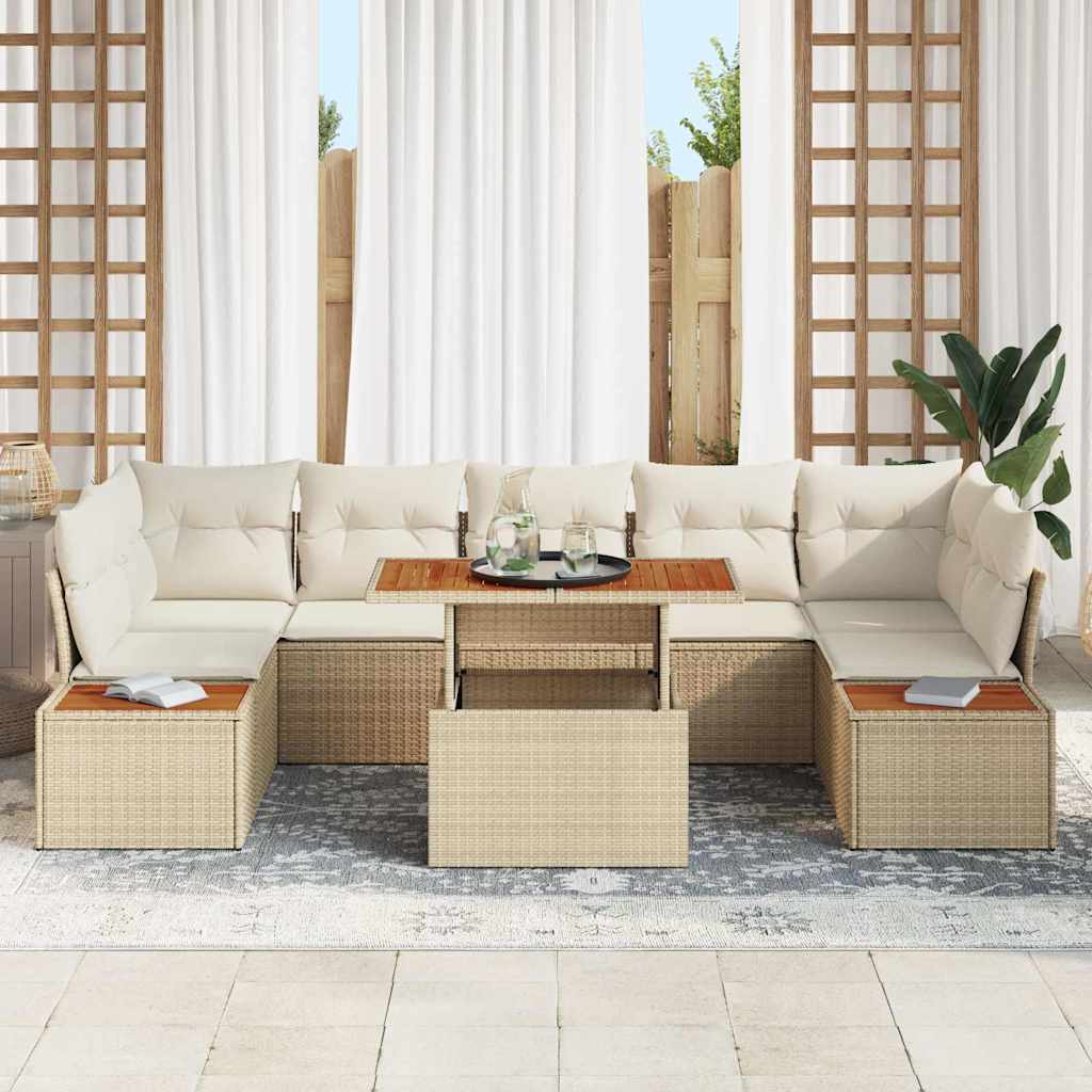 Conjunto de Sofá de Jardim 8 pcs Bege Rattan Sintético