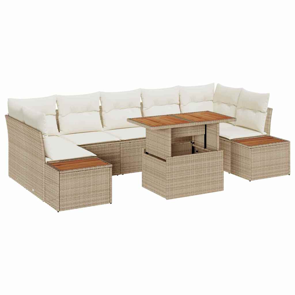Conjunto de Sofá de Jardim 8 pcs Bege Rattan Sintético