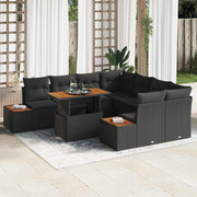 Conjunto de Sofá de Jardim 9 pcs Preto Rattan Sintético