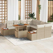 Conjunto de Sofá de Jardim 9 pcs Bege Rattan Sintético