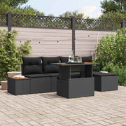 Conjunto de Sofá de Jardim 6 pcs Preto Rattan Sintético