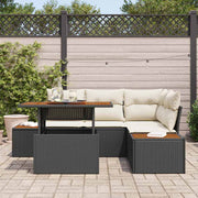 Conjunto de Sofá de Jardim 5 pcs Preto Rattan Sintético