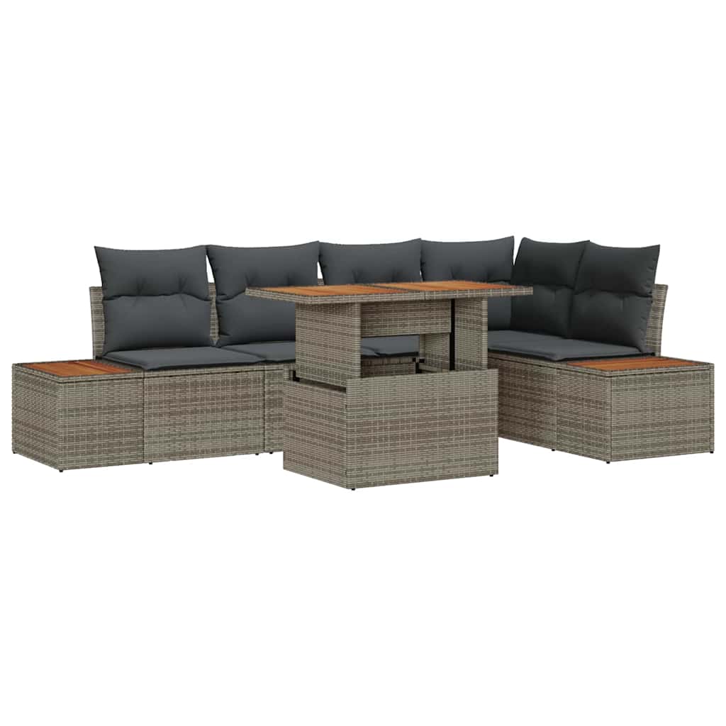 Conjunto de Sofá de Jardim 6 pcs Cinzeto Rattan Sintético