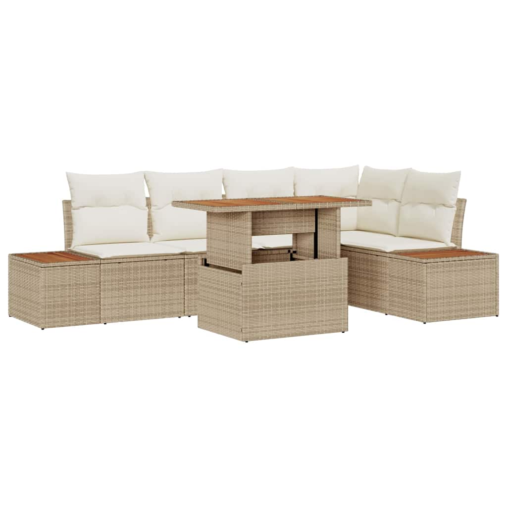 Conjunto de Sofá de Jardim 6 pcs Bege Rattan Sintético
