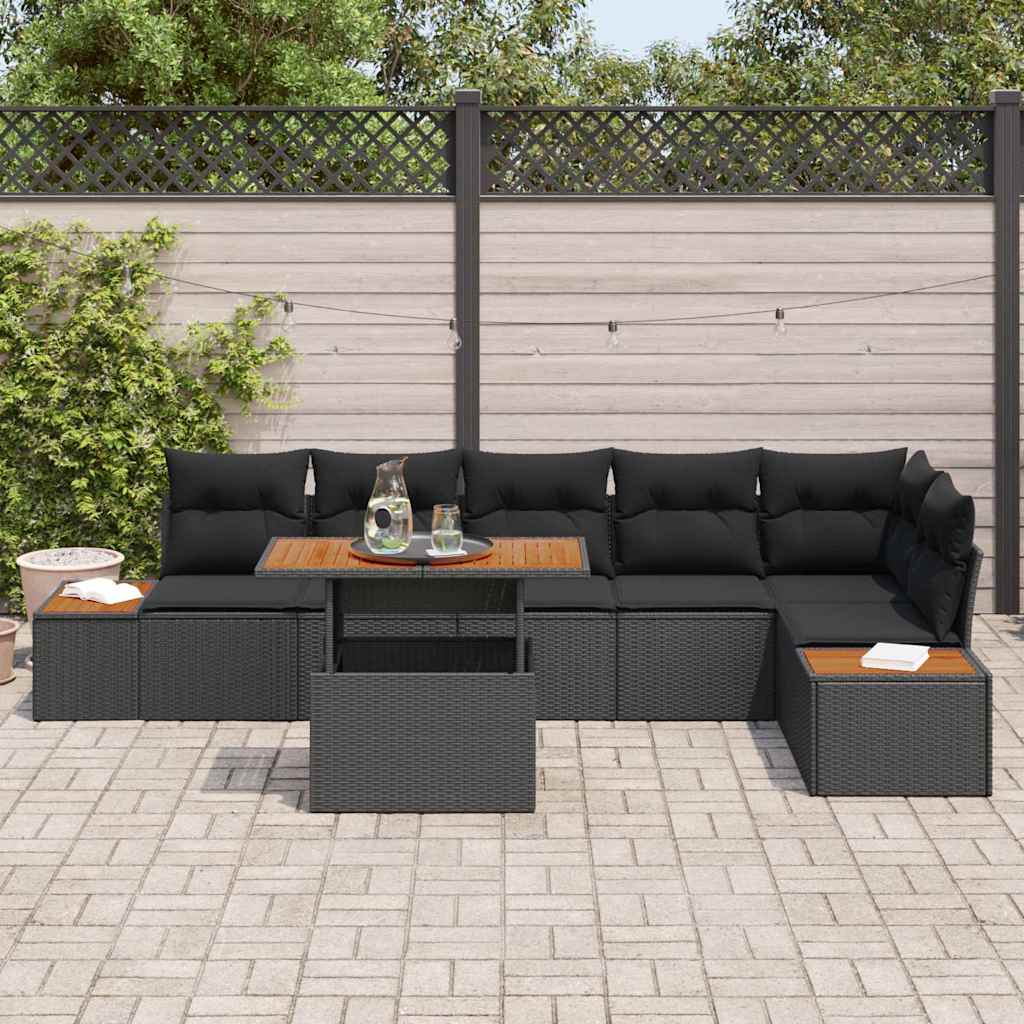 Conjunto de Sofá de Jardim 7 pcs Preto Rattan Sintético