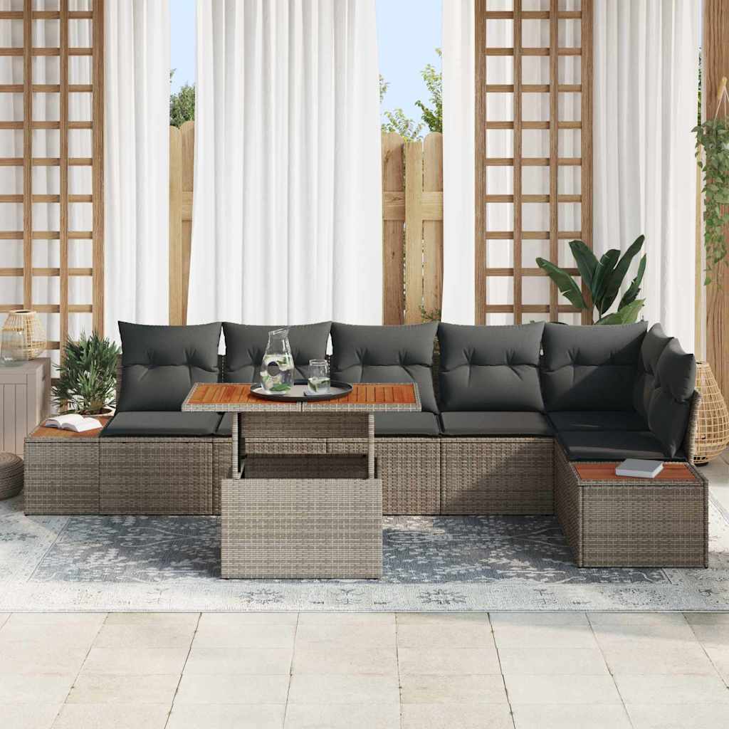 Conjunto de Sofá de Jardim 7 pcs Cinzeto Rattan Sintético