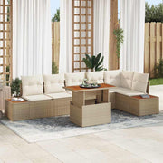 Conjunto de Sofá de Jardim 7 pcs Bege Rattan Sintético