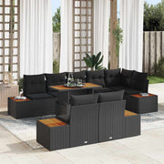 Conjunto de Sofá de Jardim 9 pcs Preto Rattan Sintético