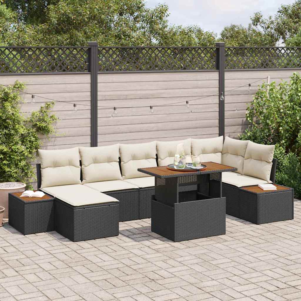 Conjunto de Sofá de Jardim 8 pcs Preto Rattan Sintético