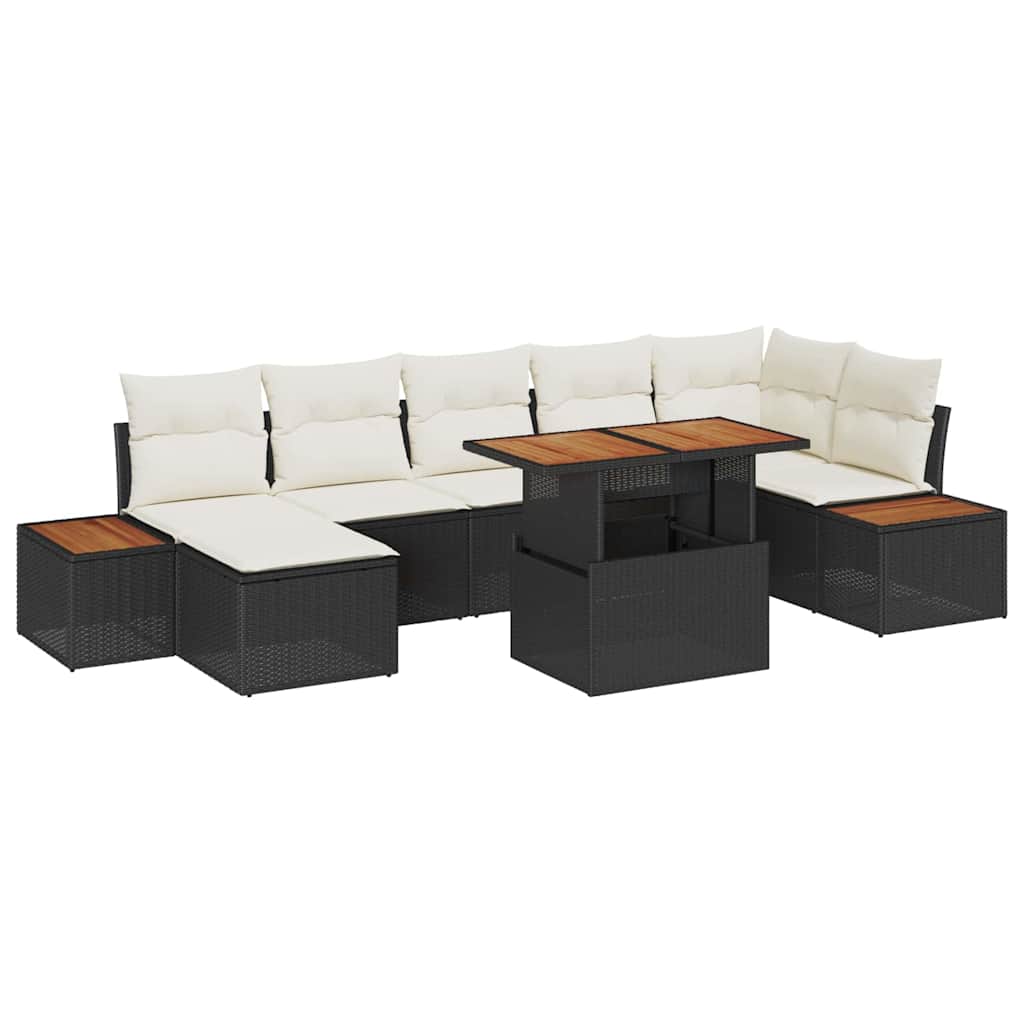 Conjunto de Sofá de Jardim 8 pcs Preto Rattan Sintético
