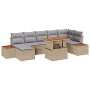 Conjunto de Sofá de Jardim 8 pcs Bege Rattan Sintético