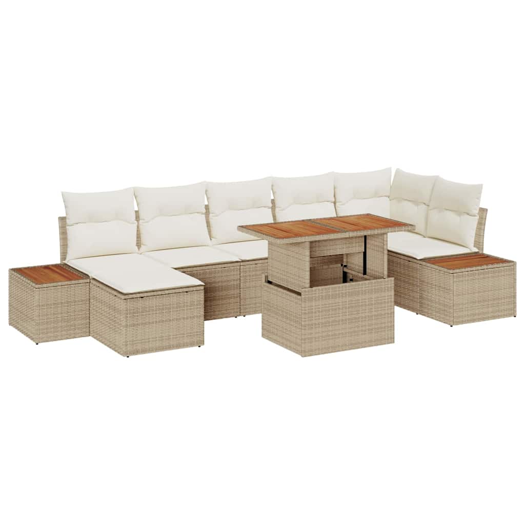 Conjunto de Sofá de Jardim 8 pcs Bege Rattan Sintético