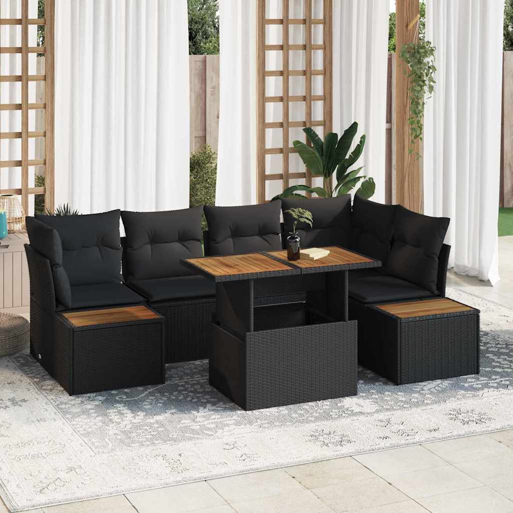 Conjunto de Sofá de Jardim 10 pcs Preto Rattan Sintético