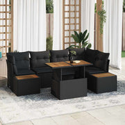 Conjunto de Sofá de Jardim 10 pcs Preto Rattan Sintético