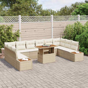 Conjunto de Sofá de Jardim 11 pcs Bege Rattan Sintético