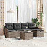 Conjunto de Sofá de Jardim 6 pcs Cinzeto Rattan Sintético