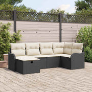 Conjunto de Sofá de Jardim 6 pcs Preto e creme Rattan Sintético